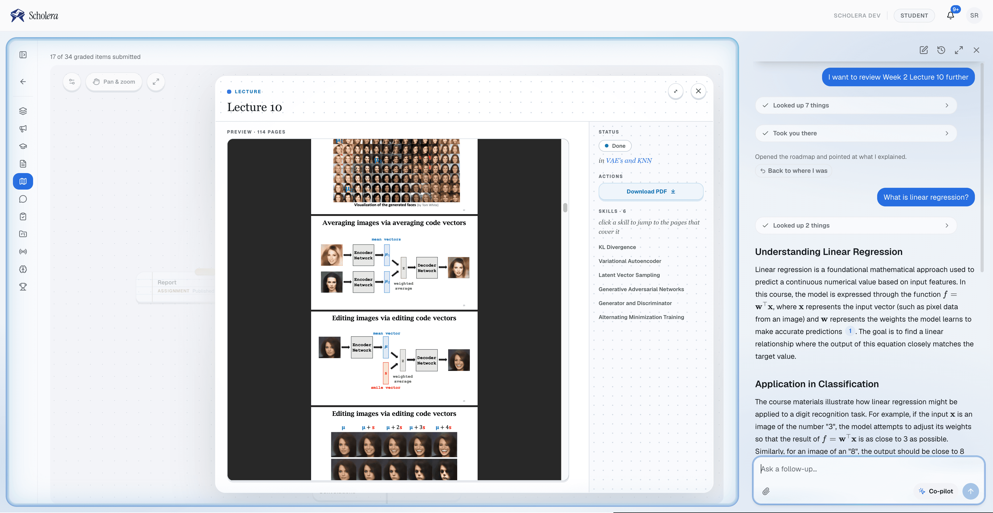 Scholera AI Tutor interface