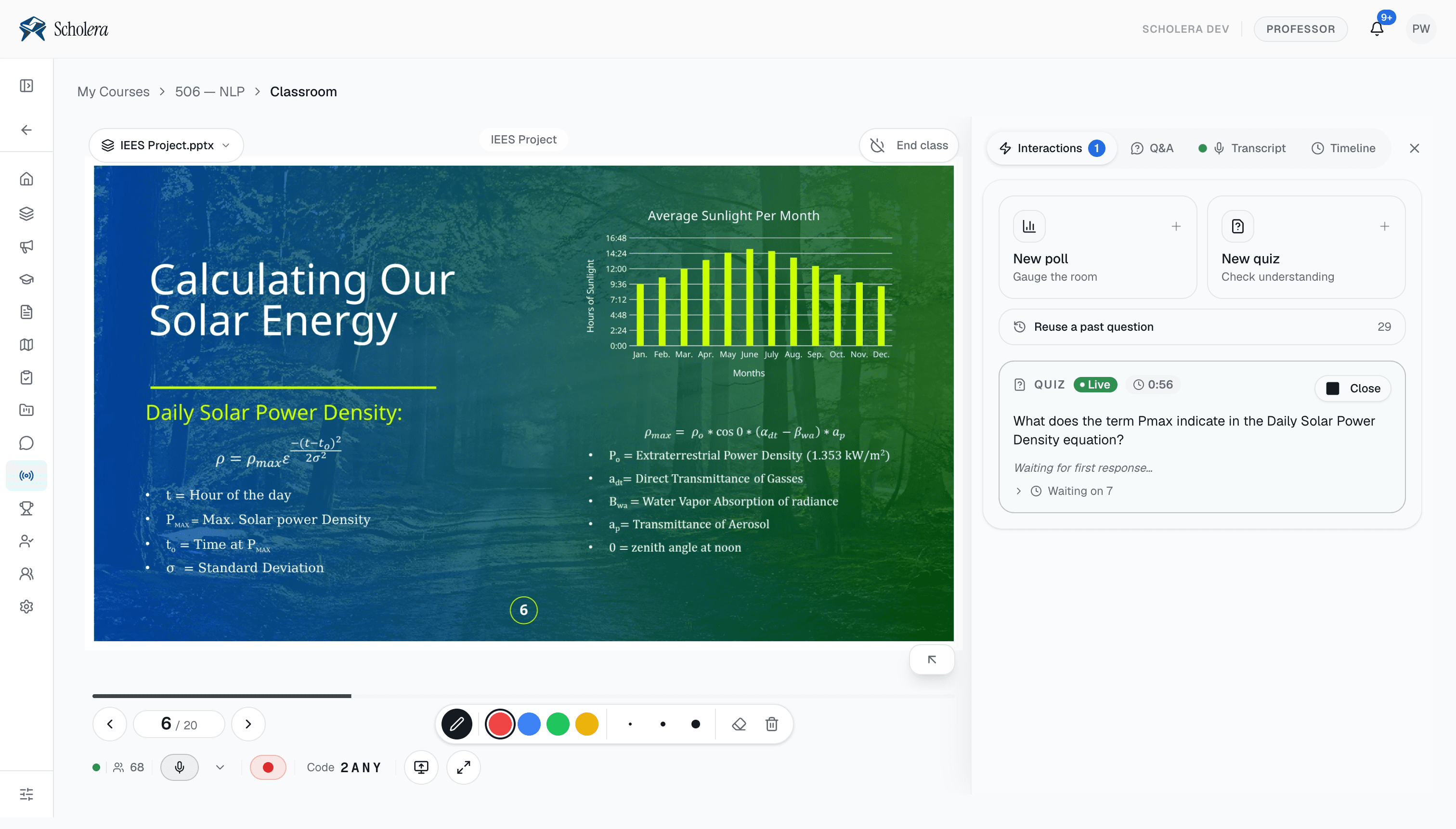Scholera Live Classroom interface